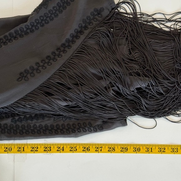 H&M Black Sheer Embroidered Open Kimono Cover up Open Jacket Large - Picture 10 of 10